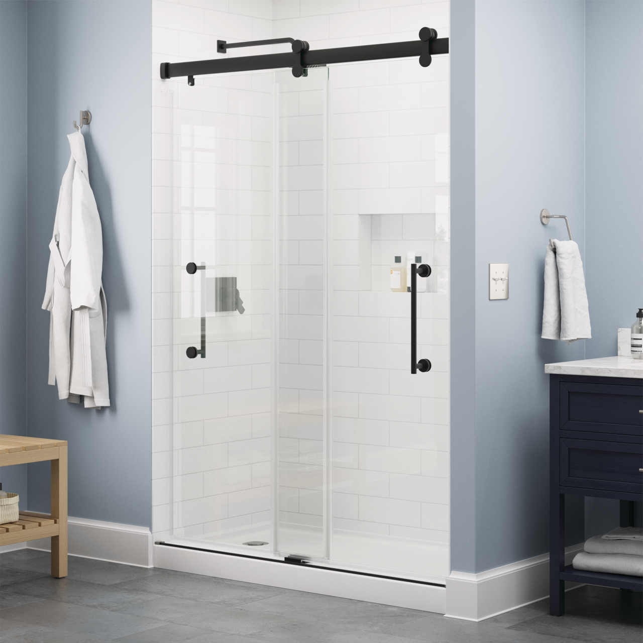 60" Shower / Clear / Matte Black