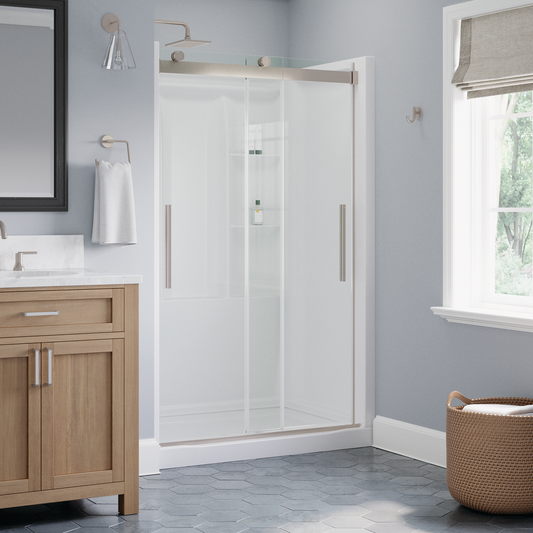 48" Shower / Clear / Shower Door Brushed Nickel