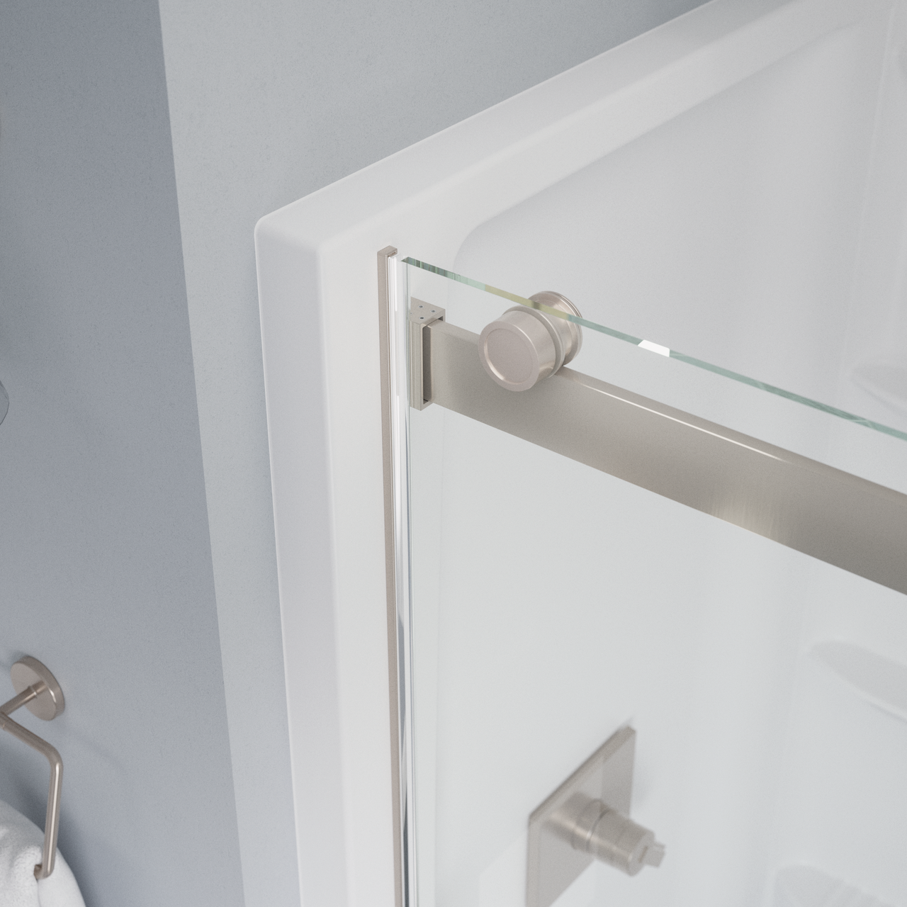 48" Shower / Clear / Shower Door Brushed Nickel