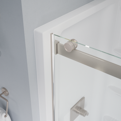 48" Shower / Clear / Shower Door Brushed Nickel