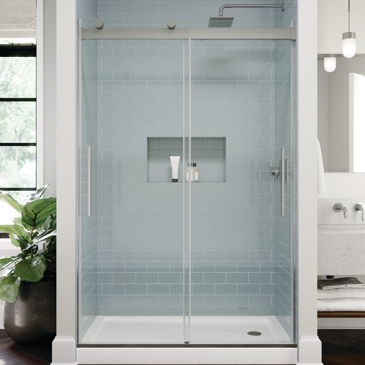 48" Shower / Clear / Polished Chrome