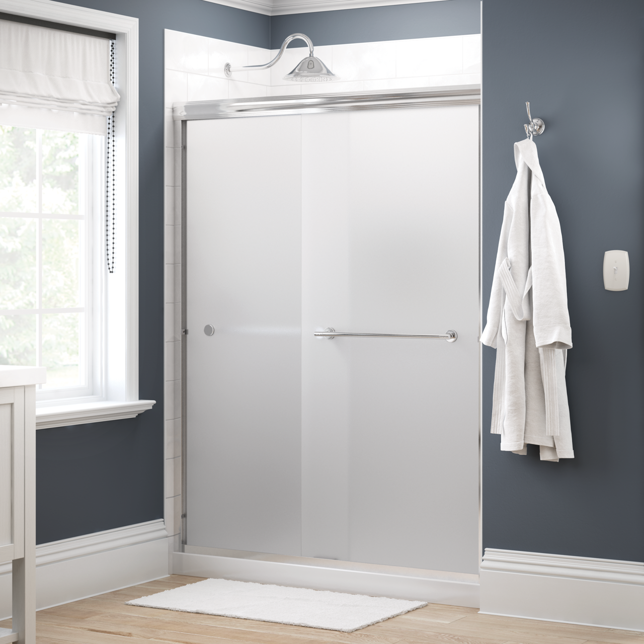 60" Shower / Frosted / Chrome
