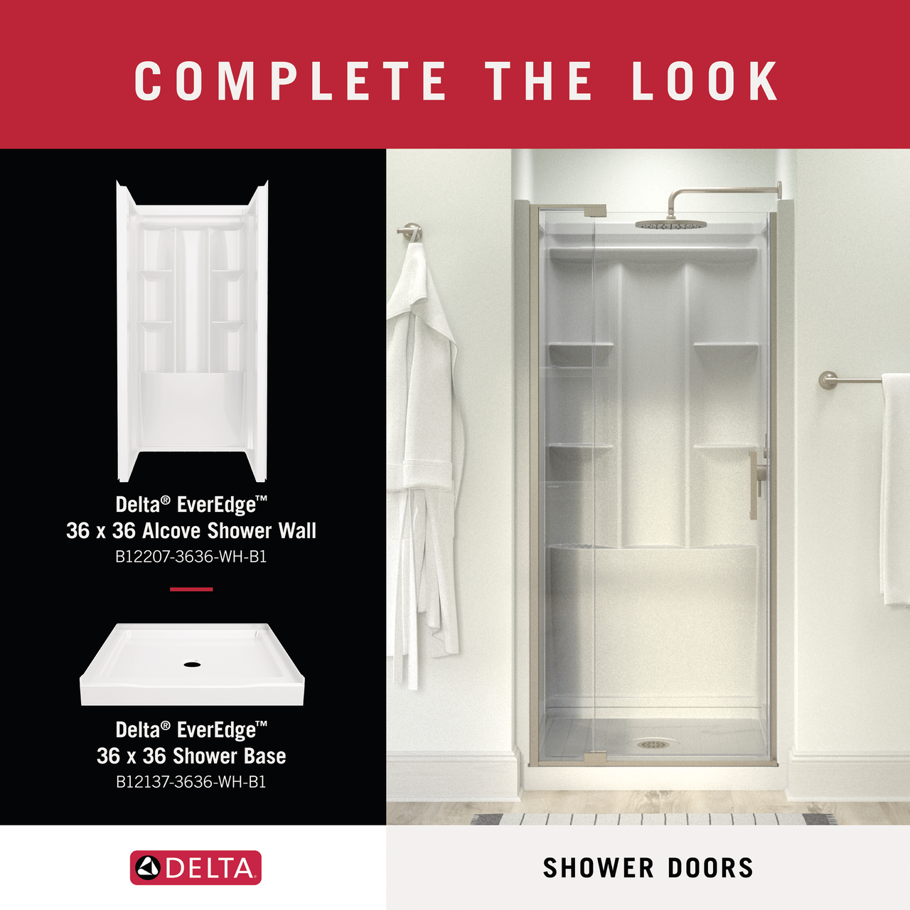 36" Shower / Clear / Brushed Nickel (Shower Door)