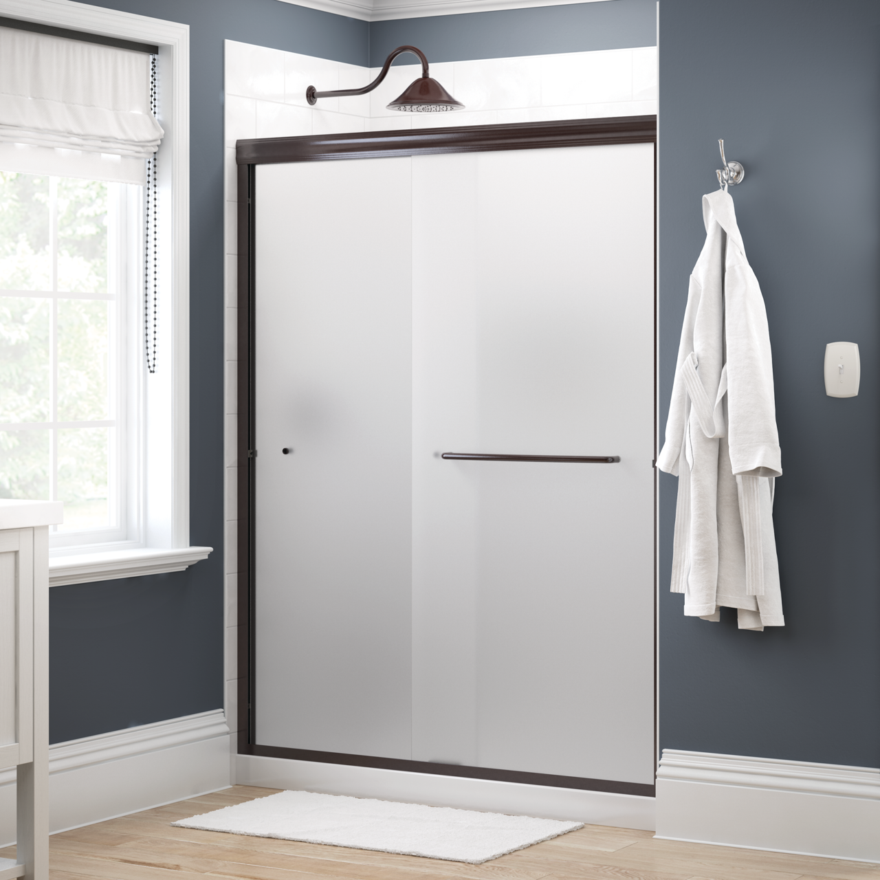 60" Shower / Frosted / Bronze