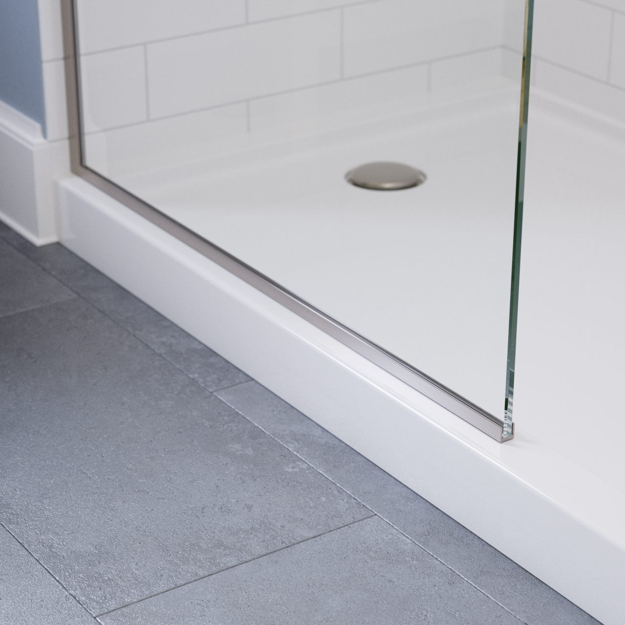 34" Shower / Clear / Delta Brushed Nickel