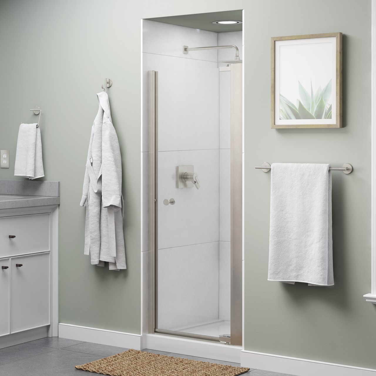 30" Shower / Clear / Nickel