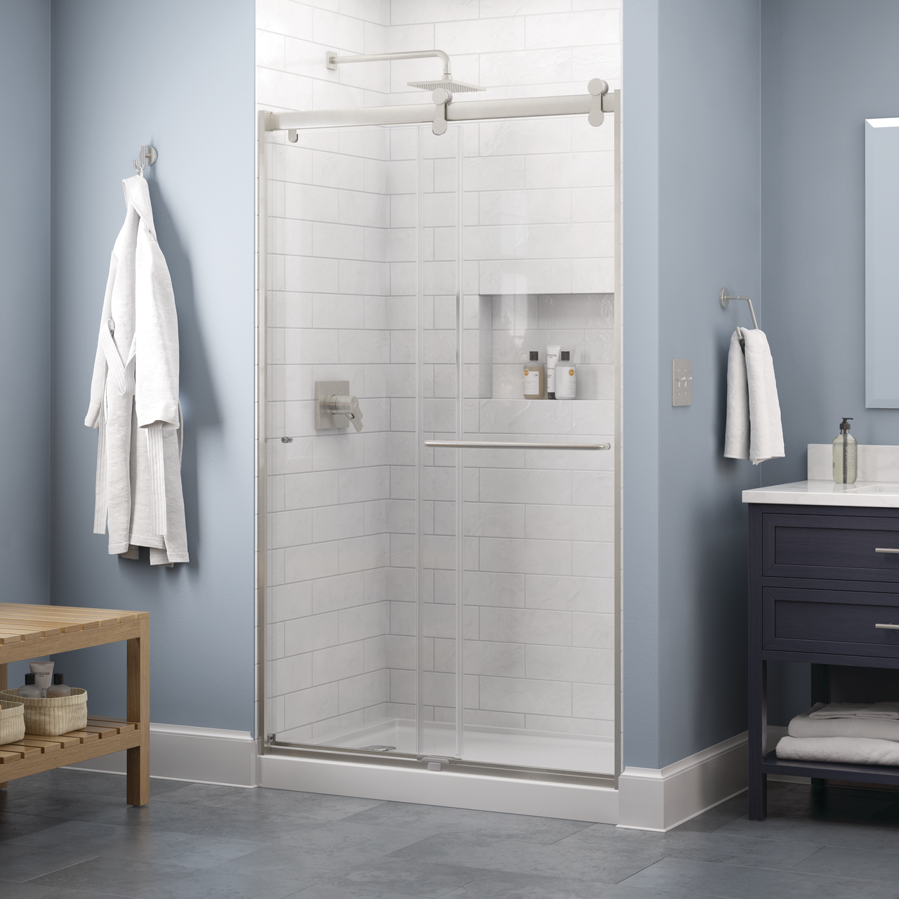 48" Shower / Clear / Nickel