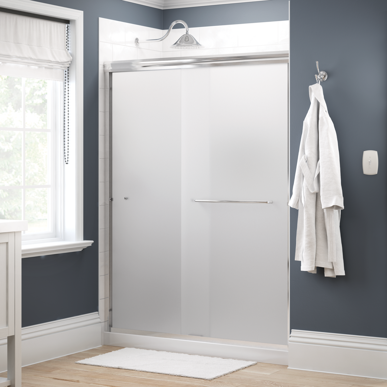 60" Shower / Frosted / Chrome