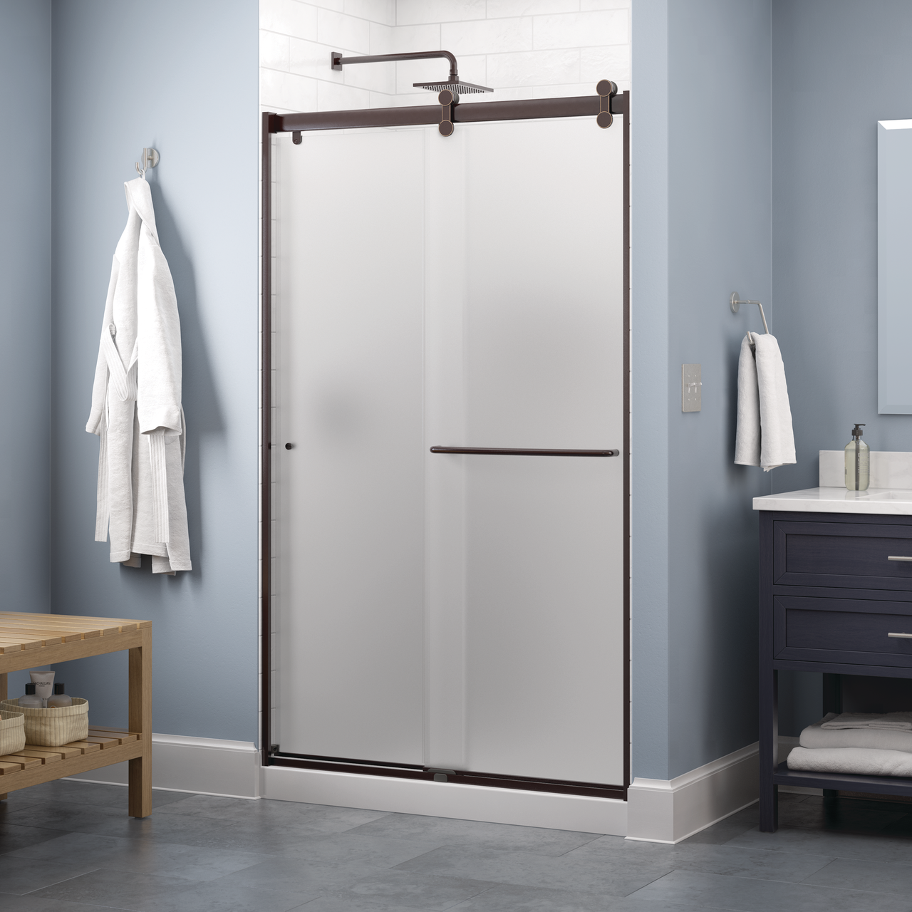 48" Shower / Frosted / Bronze