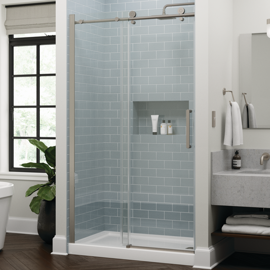 48" Shower / Clear / Shower Door Brushed Nickel