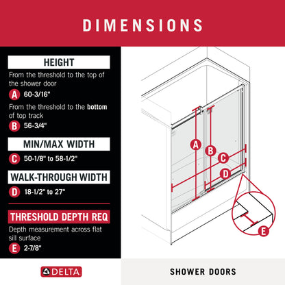 Contemporary 6mm Bathtub Door with Everly Handle