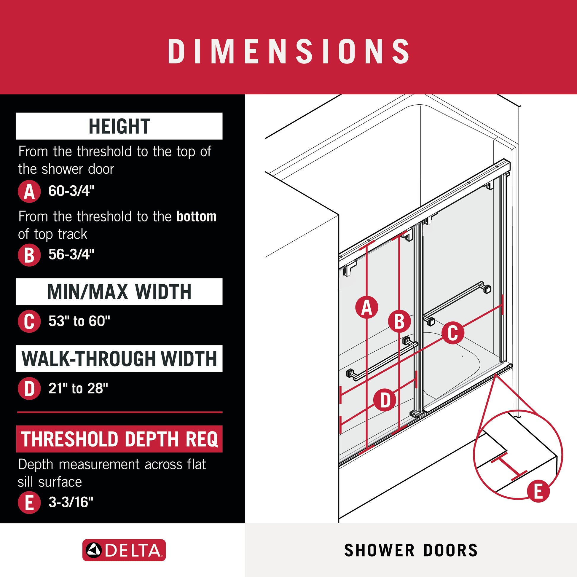 60" Bathtub / Privacy / Brushed Nickel (Shower Door)