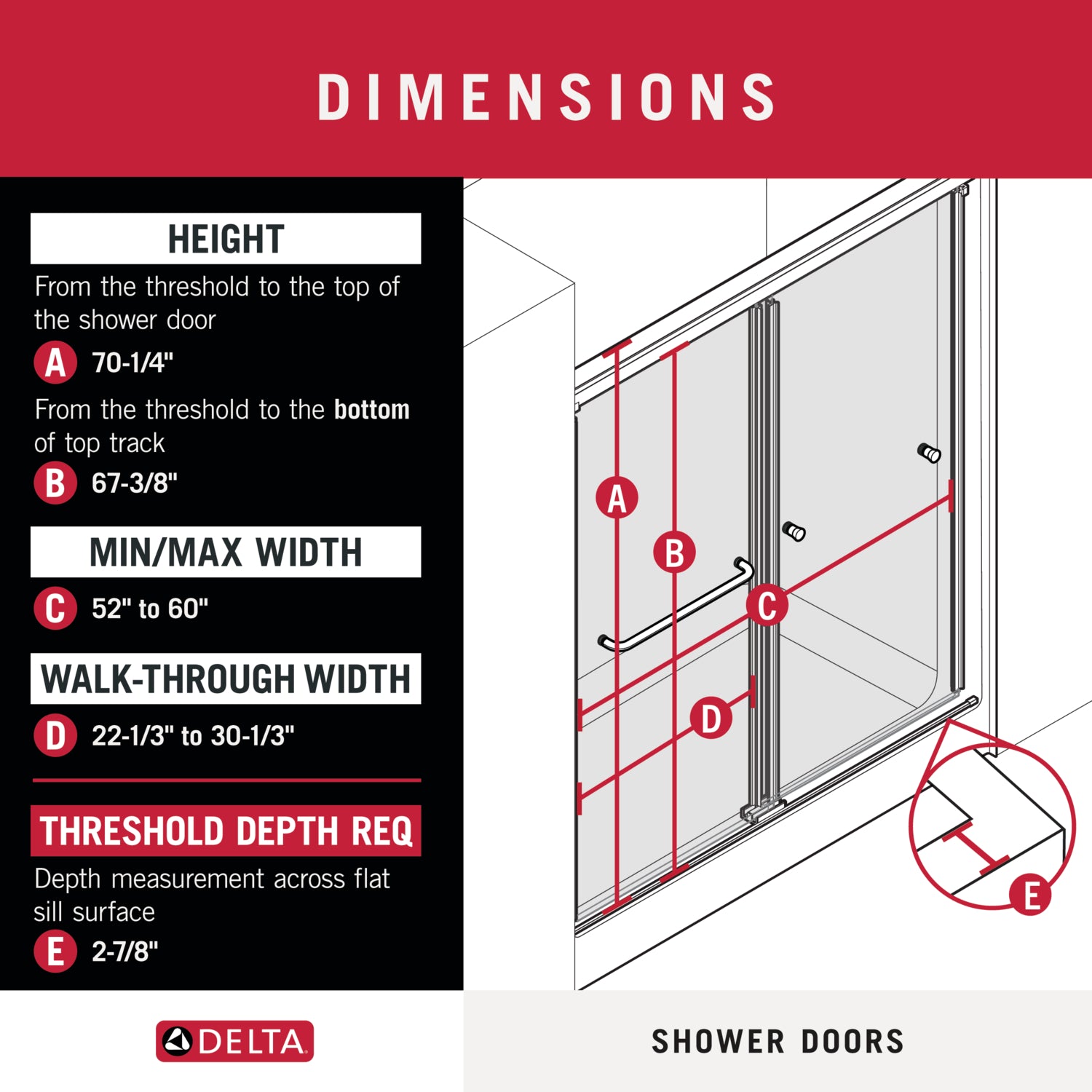 60" Shower / Clear / Chrome