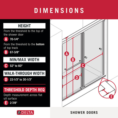 60" Shower / Clear / Chrome