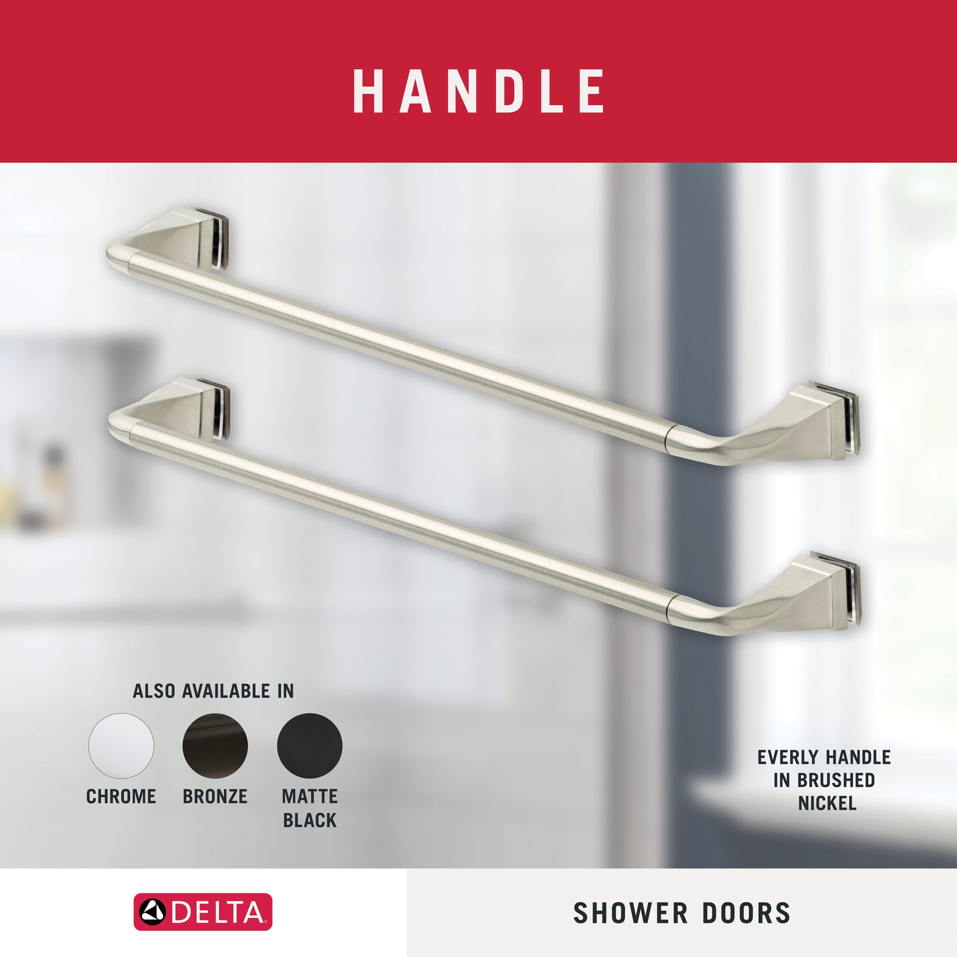 48" Shower / Frosted / Delta Brushed Nickel
