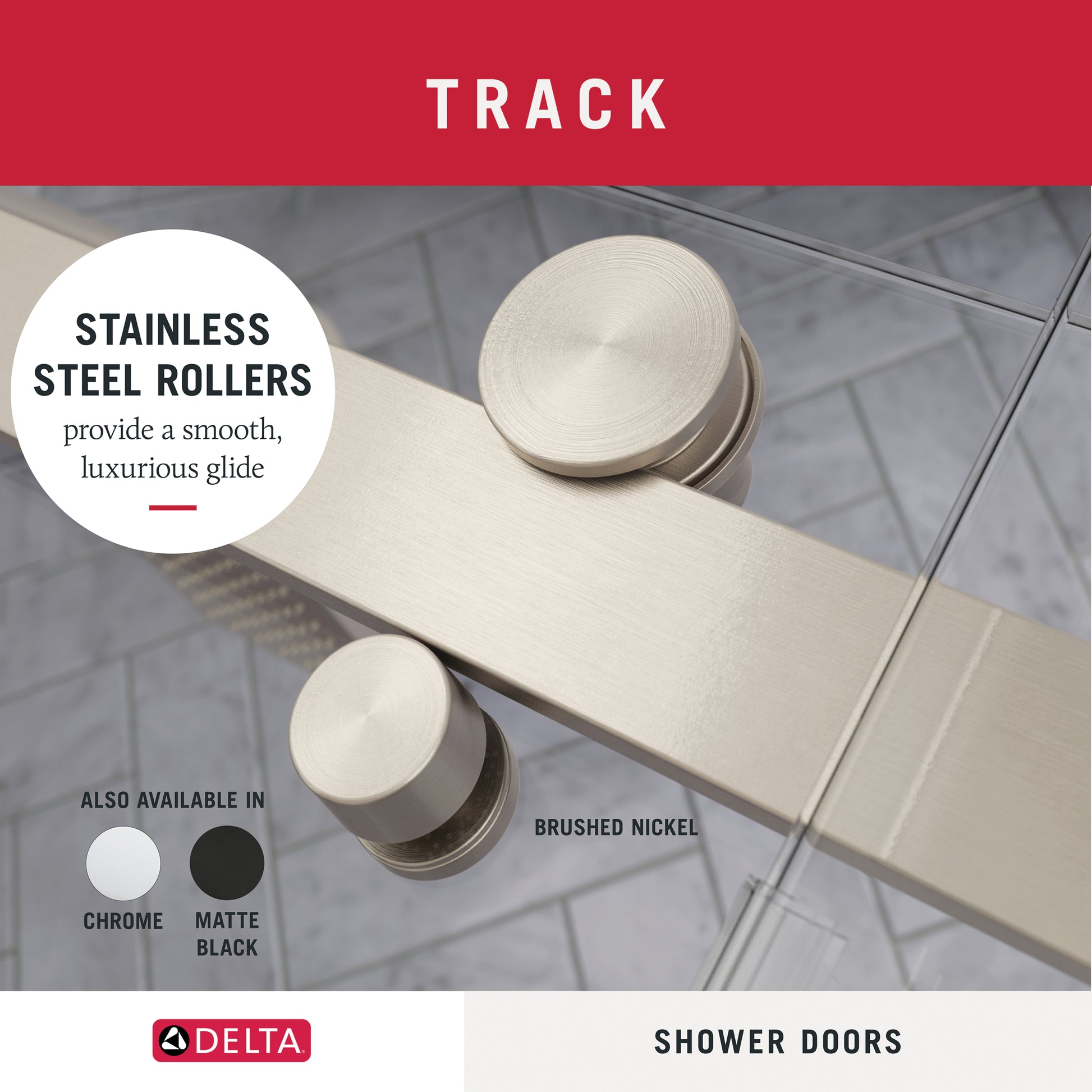 60" Shower / Clear / Delta Brushed Nickel