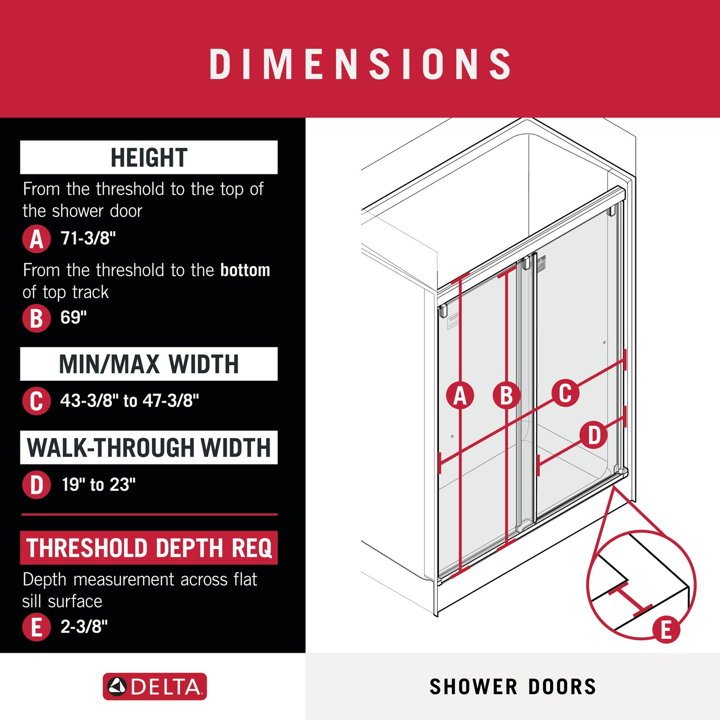 48" Shower / Clear / Delta Oil Rubbed Bronze