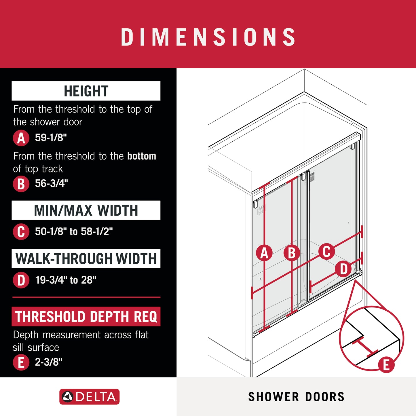 Mod 6mm Bathtub Door with Simplicity Handle