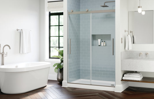 48" Shower / Clear / Shower Door Brushed Nickel