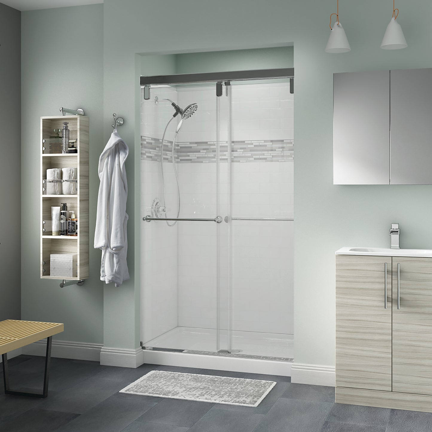 48" Shower / Clear / Polished Chrome