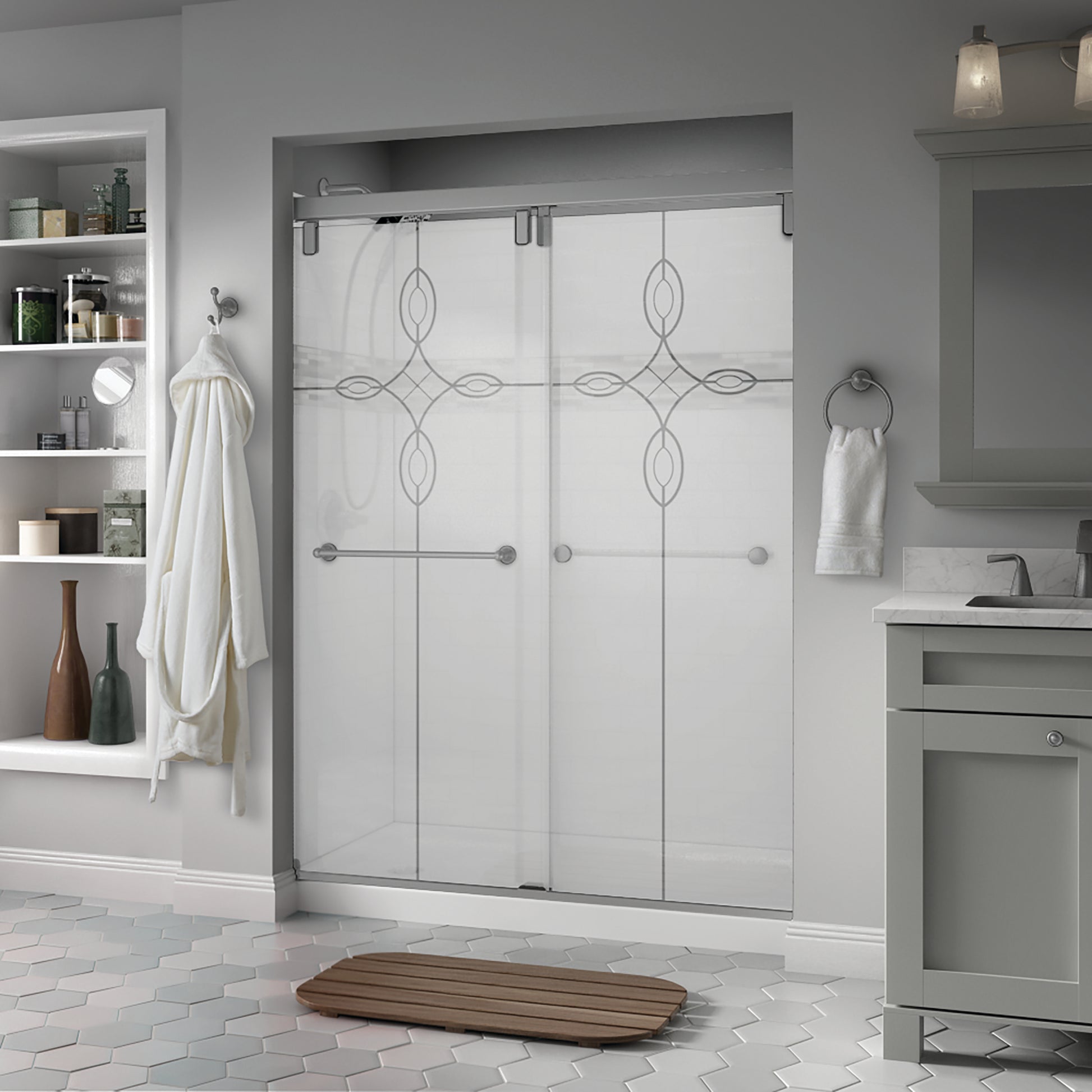 60" Shower / Tranquility / Delta Brushed Nickel