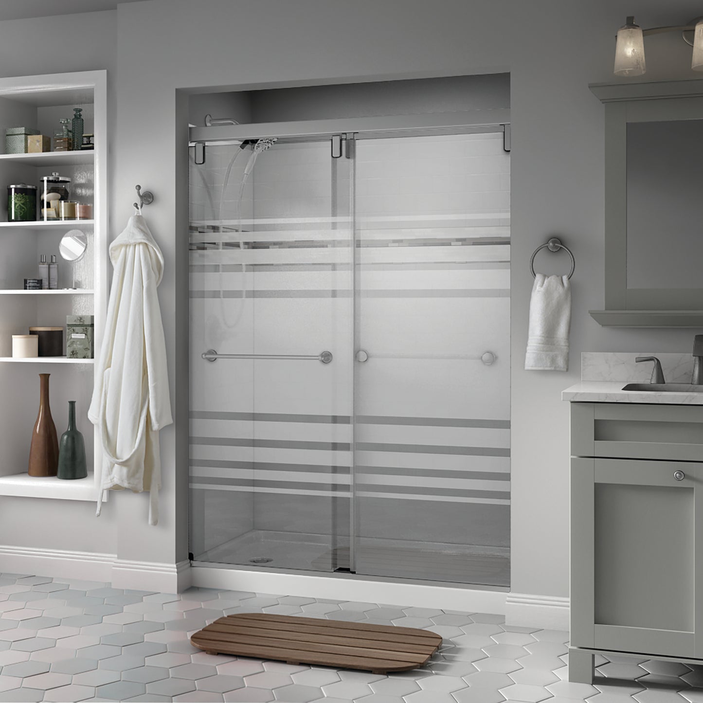60" Shower / Transition / Delta Brushed Nickel