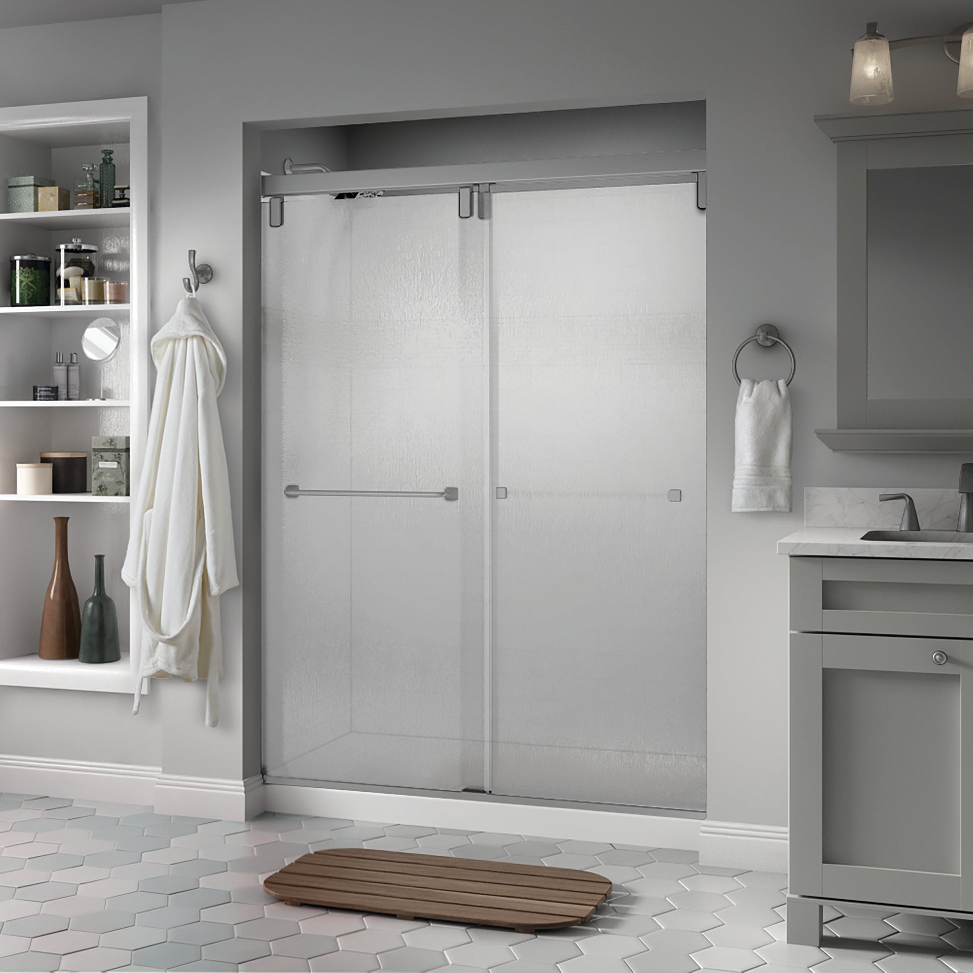 60" Shower / Rain / Delta Brushed Nickel