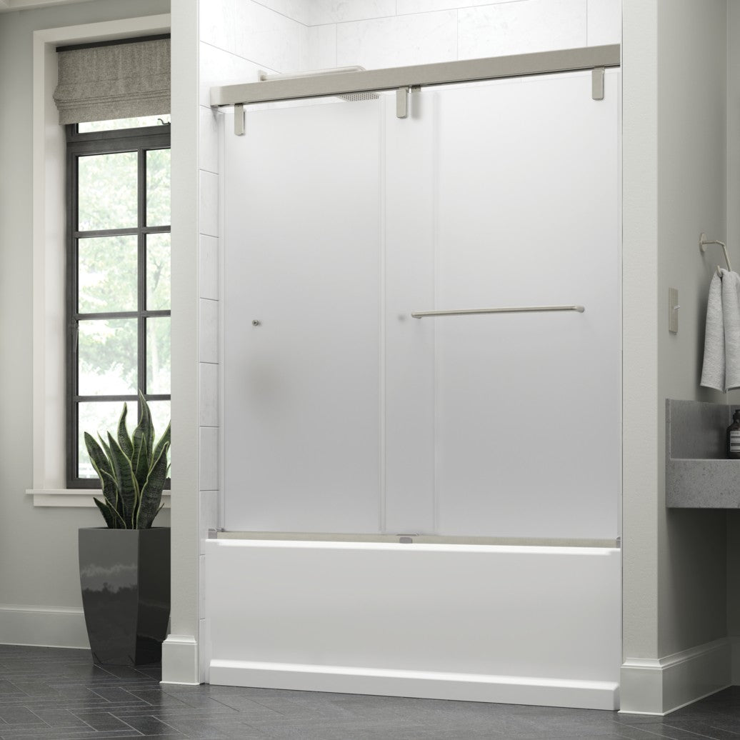 60" Bathtub / Frosted / Delta Brushed Nickel