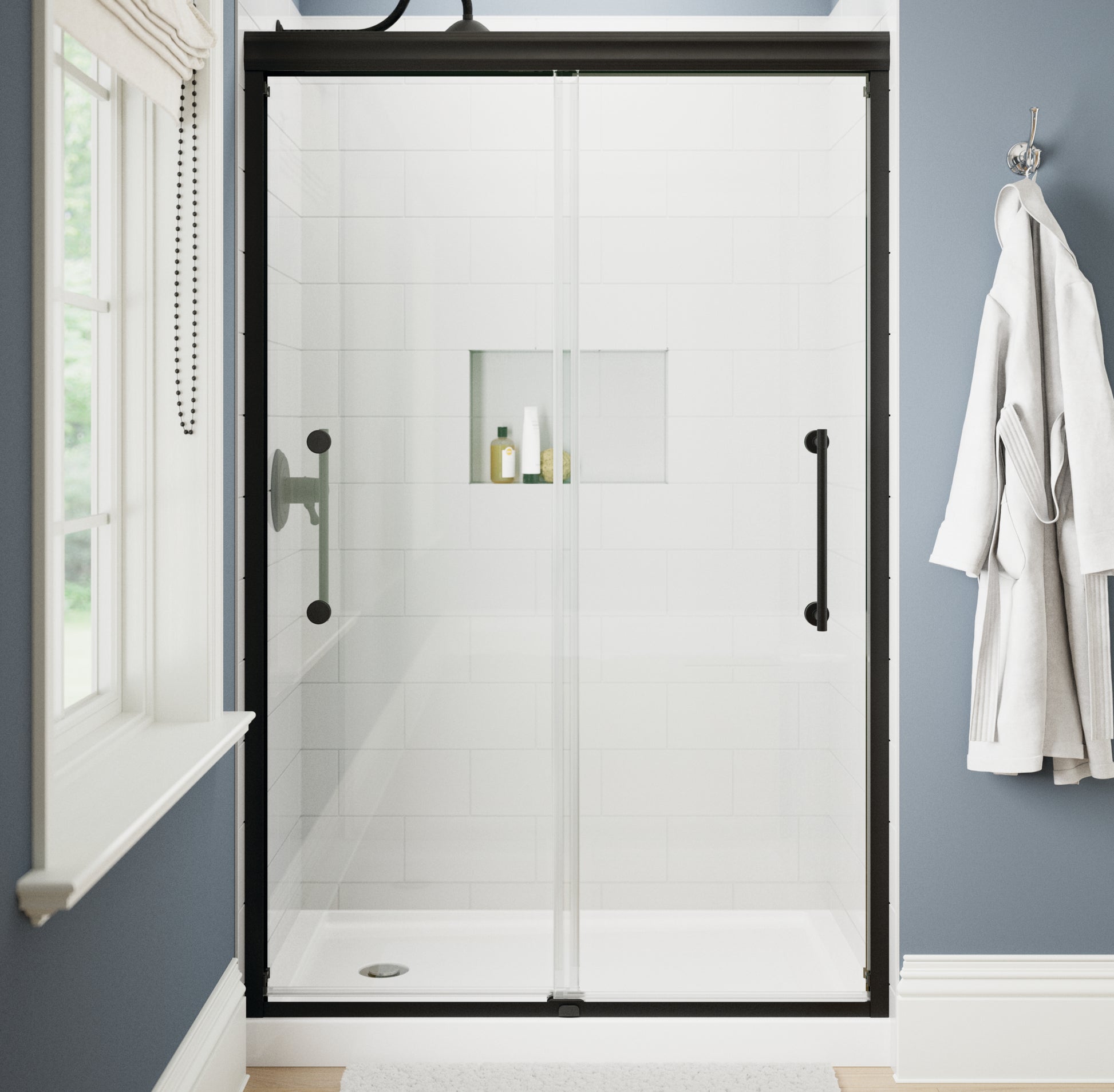 48" Shower / Clear / Matte Black