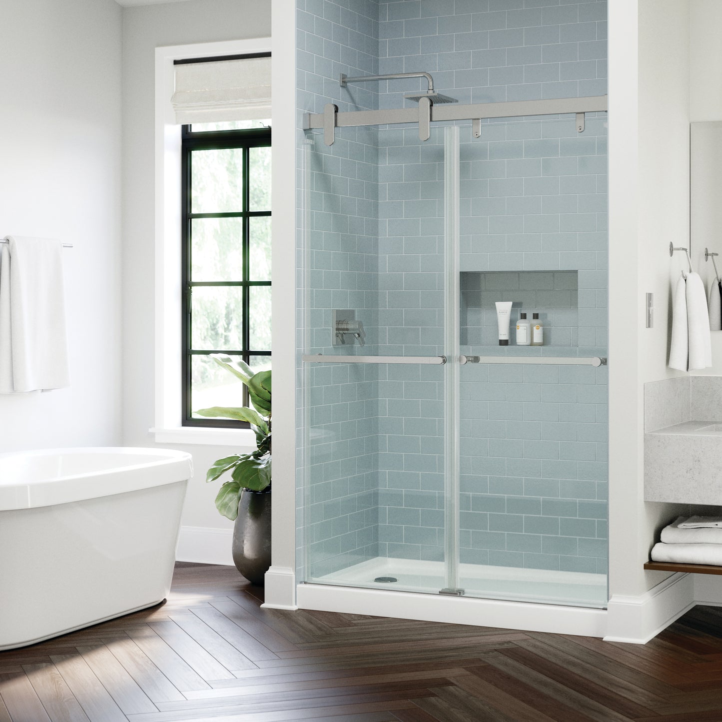 48" Shower / Clear / Chrome