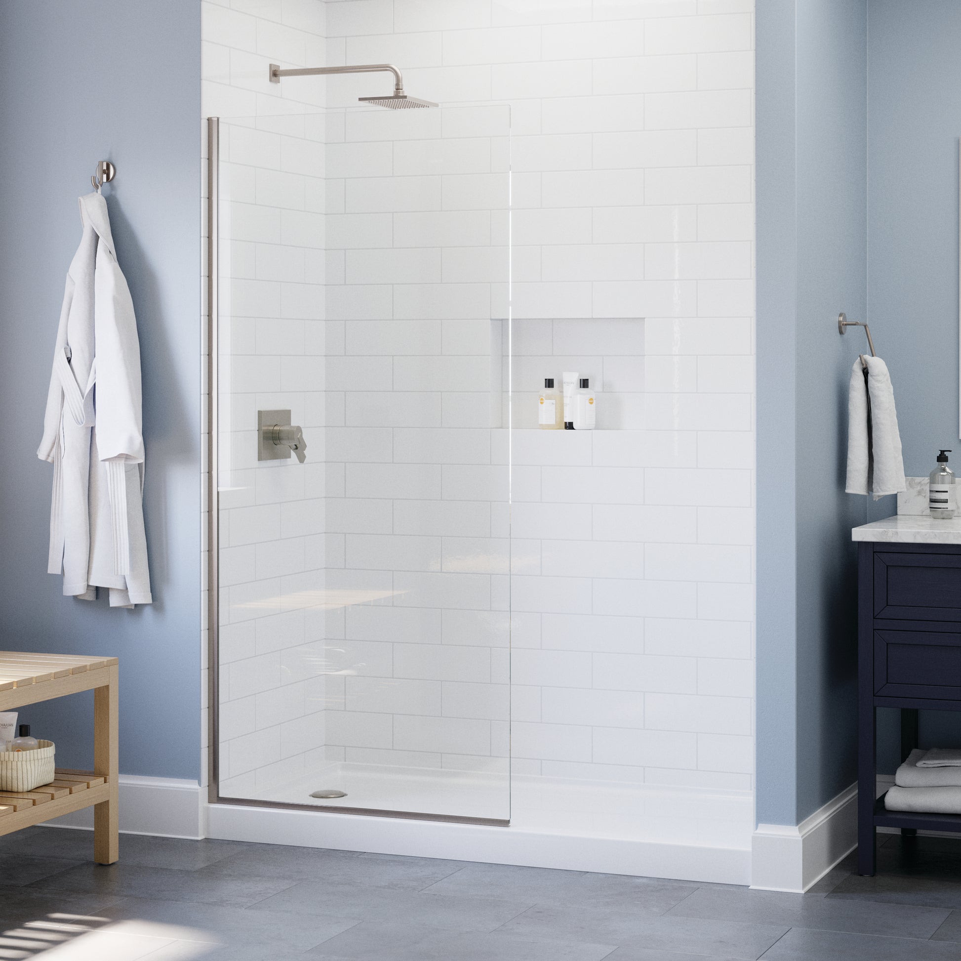 34" Shower / Clear / Chrome