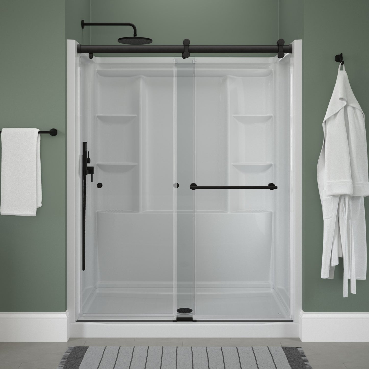 60" Shower / Clear / Matte Black