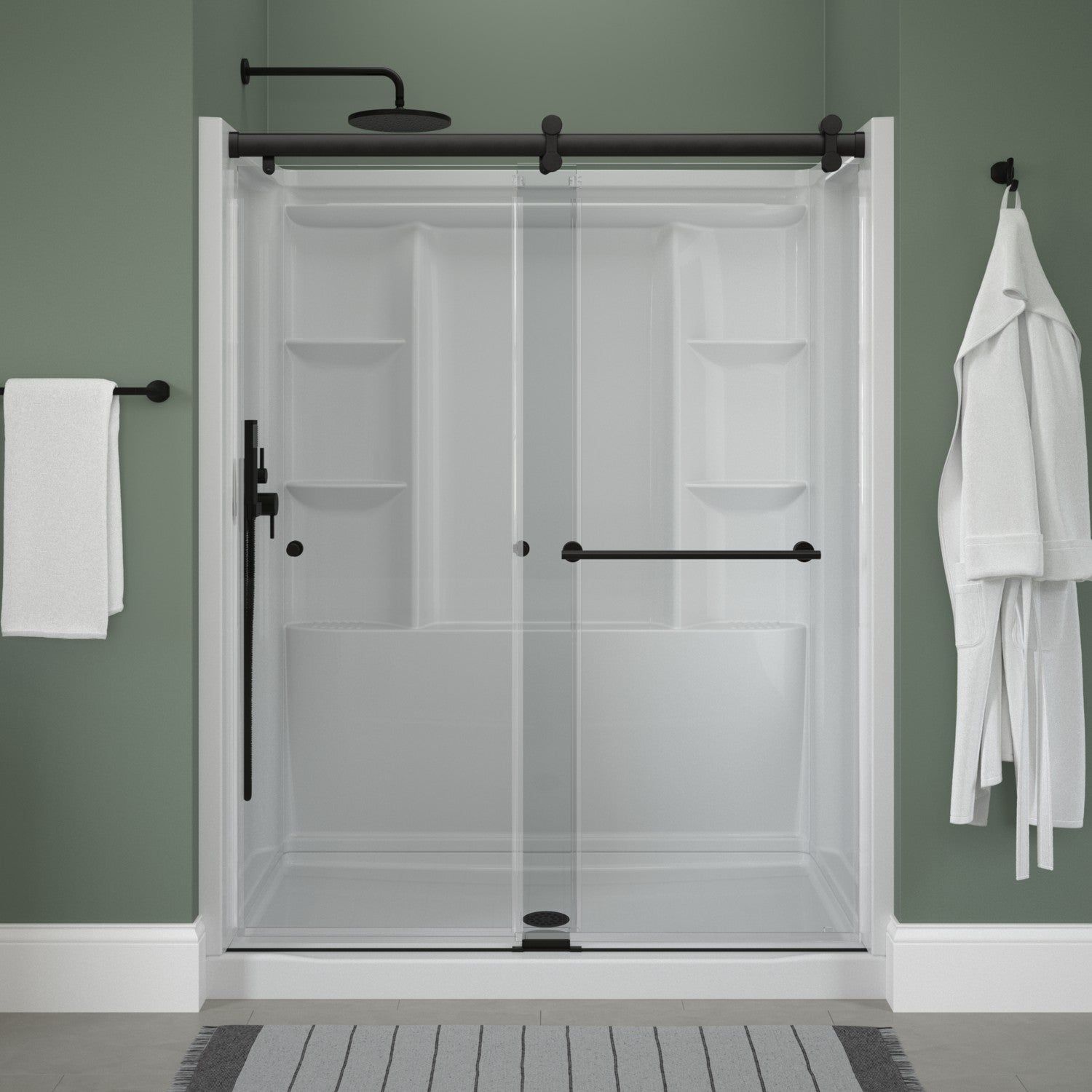 60" Shower / Clear / Matte Black