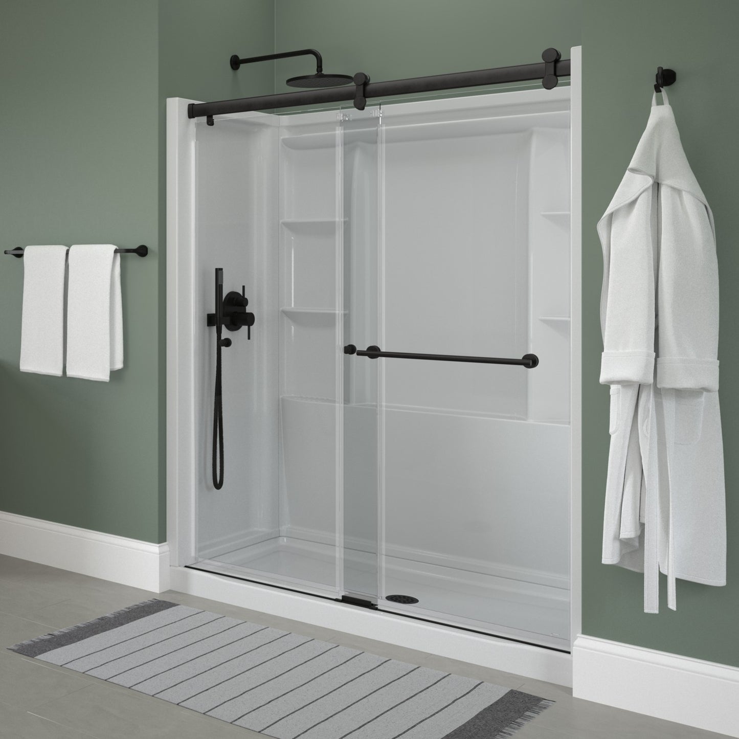 60" Shower / Clear / Matte Black