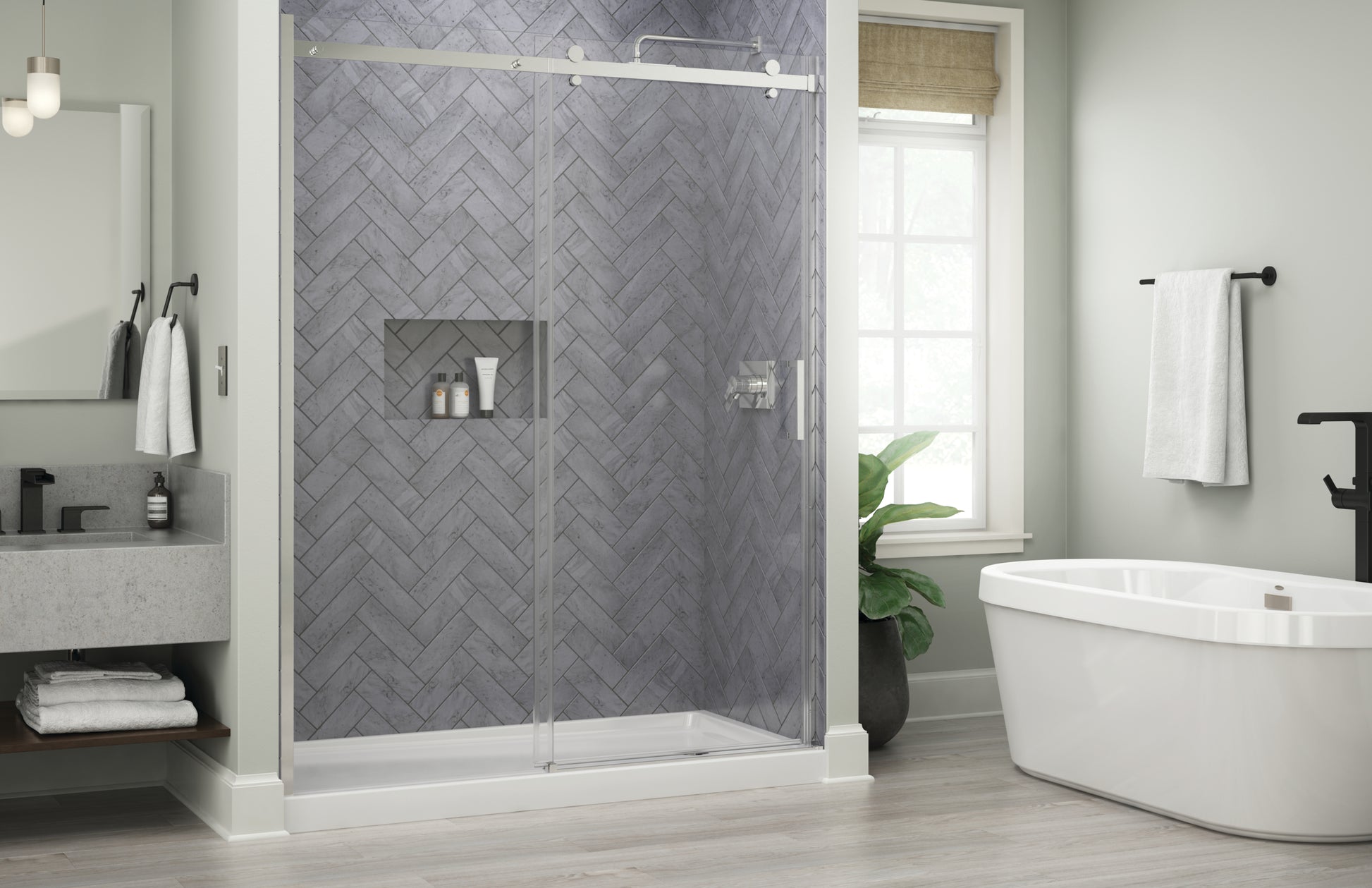 60" Shower / Clear / Polished Chrome