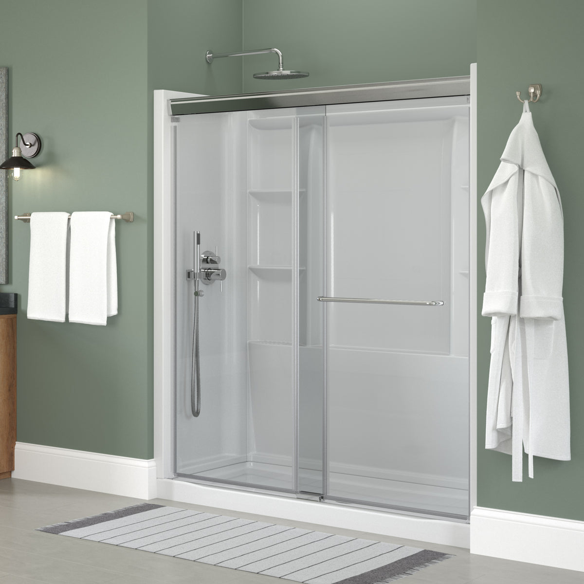 60" Shower / Clear / Chrome