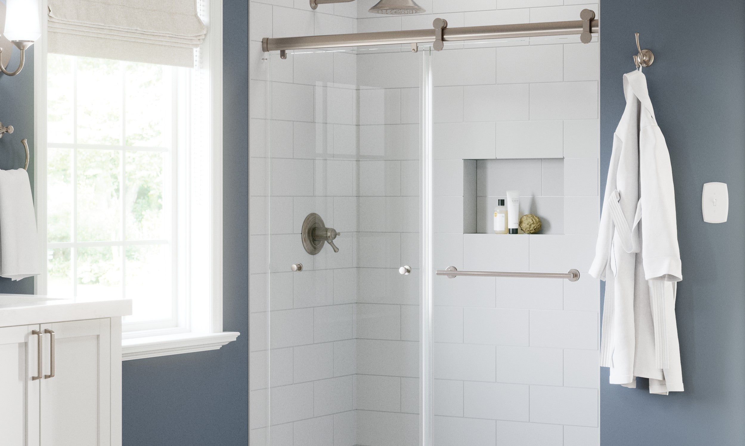 Close up of Delta Flannigan Shower Door System