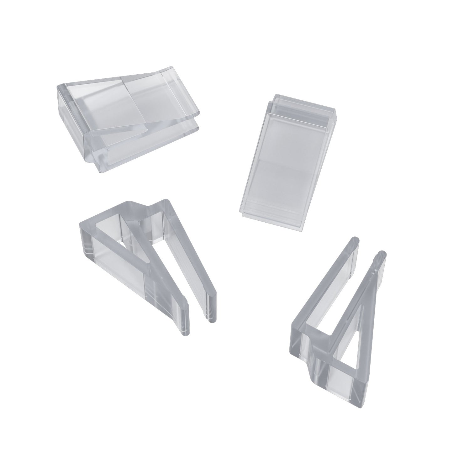 Set of clear anti jump parts on a white background