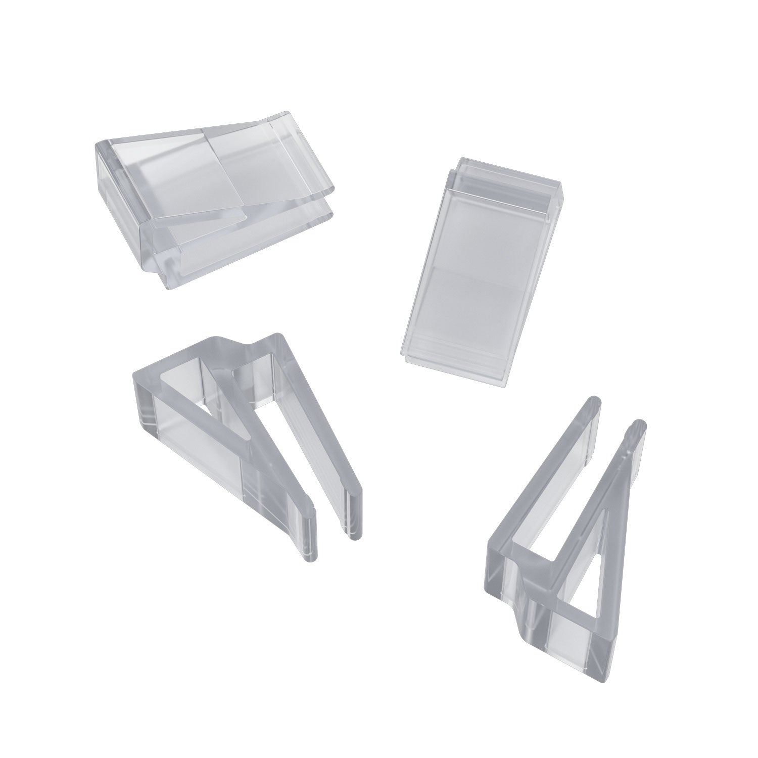 Set of clear anti jump parts on a white background